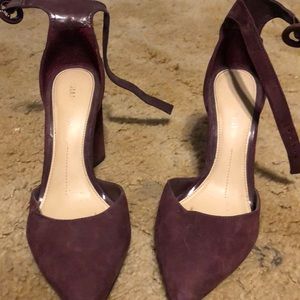 maroon velvet heels